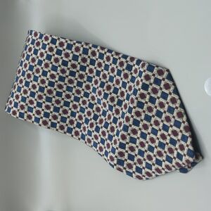 STRUCTURE 100% Silk Neck Tie Blue Red Cream Checkers Made in USA